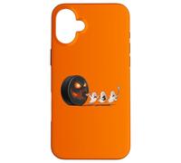 Divertida Calabaza Persiguiendo Fantasmas Halloween Hockey Puck Carcasa para iPhone 16 Plus
