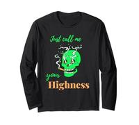 Divertida Calavera de Canna all Me Your Highness Smoke Weed 420 Manga Larga