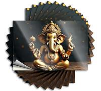 Divertida calcomanía decorativa de roca para exteriores, impermeable, estatua dorada del Señor Ganesha. Calcomanía autoadhesiva de pared para uso estrecho (6 x 9 cm)