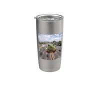 Divertida Cámara Tráfico Autopista Rana Arbórea Verde Vaso térmico de acero inoxidable de doble pared