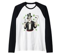 Divertida Camisa de 6 y 7 números Lucky and Clover Vintage Leprechaun Camiseta Manga Raglan