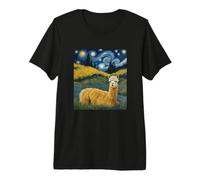 Divertida Camisa de Alpaca Alpacas Van StarryNight Painting Camiseta Premium