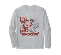 Divertida camisa de gallo con pollo en vivo hoy como frito mañana Manga Larga