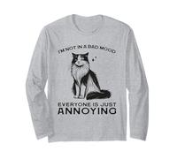 Divertida Camisa de Gato I'm Not in a Bad Mood Everyone's Annoying Manga Larga