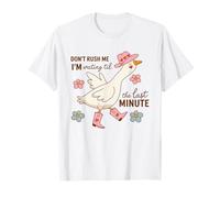 Divertida camisa de pato botas de procrastinación sombrero flores linda granja Camiseta