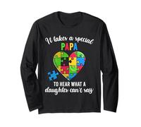 Divertida camisa de rompecabezas de corazón, concienciación sobre el autismo para papá apoyo familiar Manga Larga