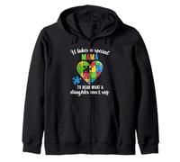 Divertida camisa de rompecabezas de corazón, concienciación sobre el autismo y apoyo familiar Sudadera con Capucha