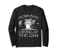 Divertida Camisa de Unicornio con Forma de Gato, Down Bad Crying Cat Gym Manga Larga