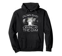 Divertida Camisa de Unicornio con Forma de Gato, Down Bad Crying Cat Gym Sudadera con Capucha