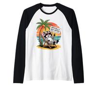 Divertida Camisa de Vacaciones de Mapache Fuera de la Oficina, Broma de Playa de Verano Camiseta Manga Raglan