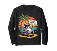 Divertida Camisa de Vacaciones de Mapache Fuera de la Oficina, Broma de Playa de Verano Manga Larga