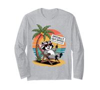 Divertida Camisa de Vacaciones de Mapache Fuera de la Oficina, Broma de Playa de Verano Manga Larga
