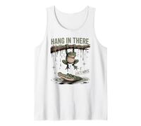 Divertida camisa humorística con forma de rana colgando allí con un cocodrilo en la parte inferior Camiseta sin Mangas