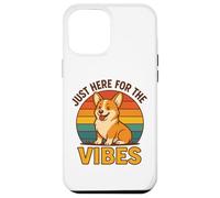 Divertida Camisa Retro de Corgi Just Here For The Vibes Dog Lover Carcasa para iPhone 12 Pro MAX