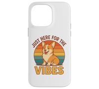 Divertida Camisa Retro de Corgi Just Here For The Vibes Dog Lover Carcasa para iPhone 14 Pro MAX