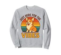 Divertida Camisa Retro de Corgi Just Here For The Vibes Dog Lover Sudadera