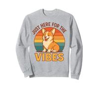Divertida Camisa Retro de Corgi Just Here For The Vibes Dog Lover Sudadera