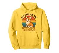 Divertida Camisa Retro de Corgi Just Here For The Vibes Dog Lover Sudadera con Capucha