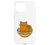 Divertida Camiseta con Estampado de Pollo Katsu de Gato, Bonito Juego de Palabras de Anime con Comida para Gatos Carcasa para iPhone 15