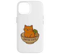 Divertida Camiseta con Estampado de Pollo Katsu de Gato, Bonito Juego de Palabras de Anime con Comida para Gatos Carcasa para iPhone 14