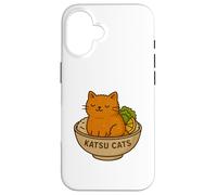 Divertida Camiseta con Estampado de Pollo Katsu de Gato, Bonito Juego de Palabras de Anime con Comida para Gatos Carcasa para iPhone 16
