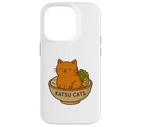 Divertida Camiseta con Estampado de Pollo Katsu de Gato, Bonito Juego de Palabras de Anime con Comida para Gatos Carcasa para iPhone 14 Pro