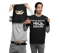 Divertida camiseta con texto en inglés «Do You Want To See My Ninja Disguise», divertida camiseta con tapa para amantes de los ninjas, regalo para niños, adolescentes, adultos, unisex, Negro , S