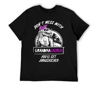 Divertida camiseta con texto en inglés "Don't Mess with Grandmasaurus You'll Get Jurasskicked Graphic Tee for Women Men, Estilo negro, XL