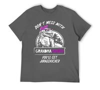 Divertida camiseta con texto en inglés "Don't Mess with Grandmasaurus You'll Get Jurasskicked Graphic Tee for Women Men, Estilo gris oscuro, L