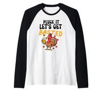 Divertida Camiseta de Acción de Gracias con Texto en inglés Pluck It Let's Camiseta Manga Raglan