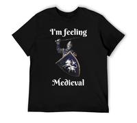 Divertida camiseta de caballero medieval con armadura para aficionados a la historia, unisex, retro, cruzada, regalo, Estilo negro, 3XL
