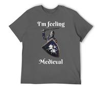 Divertida camiseta de caballero medieval con armadura para aficionados a la historia, unisex, retro, cruzada, regalo, Estilo gris oscuro, L