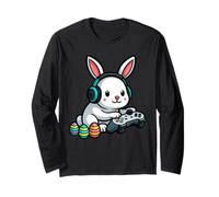 Divertida camiseta de conejo de jugador de Pascua - Controlador de juegos Egg Hunt Manga Larga
