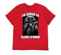 Divertida camiseta de esqueleto Cringe, I'm Afraid of Talking to Women Meme para fans socialmente incómodos, Redstyle, L