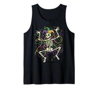 Divertida Camiseta de Esqueleto de Mardi Gras Wild Dance Carnival tee Camiseta sin Mangas