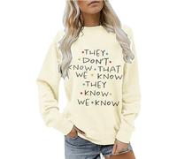 Divertida camiseta de mujer con diseño de frase para mejores amigas, camiseta de manga corta con estampado de letras en estilo casual de calle, beige, XL