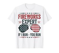 Divertida camiseta del 4 de julio para expertos en fuegos artificiales If I Run You Run Camiseta