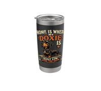 Divertida camiseta Doxie Dog Built Low Runs the Show Dachshund Vaso térmico de acero inoxidable de doble pared