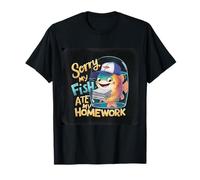 Divertida Camiseta Escolar Colorida de Sorry My Fish Ate My Homework Camiseta
