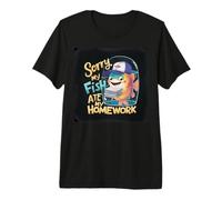 Divertida Camiseta Escolar Colorida de Sorry My Fish Ate My Homework Camiseta Premium