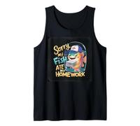 Divertida Camiseta Escolar Colorida de Sorry My Fish Ate My Homework Camiseta sin Mangas