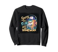 Divertida Camiseta Escolar Colorida de Sorry My Fish Ate My Homework Sudadera