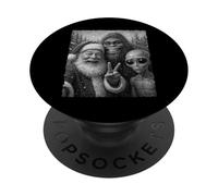 Divertida Camiseta navideña con Forma de Gato Santa Bigfoot Alien para Selfies, Regalo PopSockets PopGrip Adhesivo