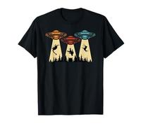 Divertida Camiseta OVNI - Dino, Bigfoot & Ciervo Alien Abduction Camiseta