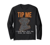 Divertida Camiseta para Cuidador de Mascotas Tip Me I Know Where Your Dog Hides It Manga Larga