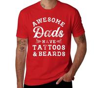 Divertida camiseta para el Día del Padre para hombre, diseño impresionante de papás con tatuajes y barbas, camiseta de regalo de algodón suave, Redstyle, XL
