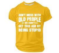 Divertida camiseta para hombre con texto humorístico - Cómoda camiseta de manga corta para actividades informales de ocio, parte superior de moda con elemento gráfico, amarillo, XL