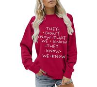 Divertida camiseta para mujer con estampado de letras "Sie wissen Nicht DASS wir wissen DASS sie wissen" für Cool Freundinnen kurzärmliges Freizeitoberteil in Übergröße lässige Kapuzenbluse mit