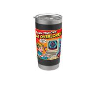 Divertida camiseta retro AI entrena tu propio señor supremo de IA Vaso térmico de acero inoxidable de doble pared
