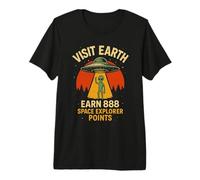 Divertida Camiseta Retro alienígena - Visit Earth UFO Design Camiseta Premium